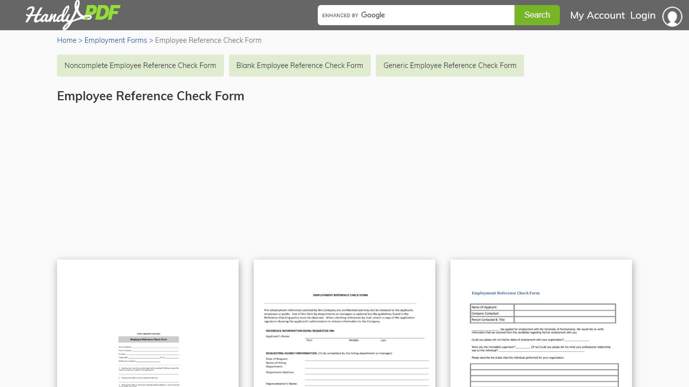 Employee Reference Check Form - HandyPDF